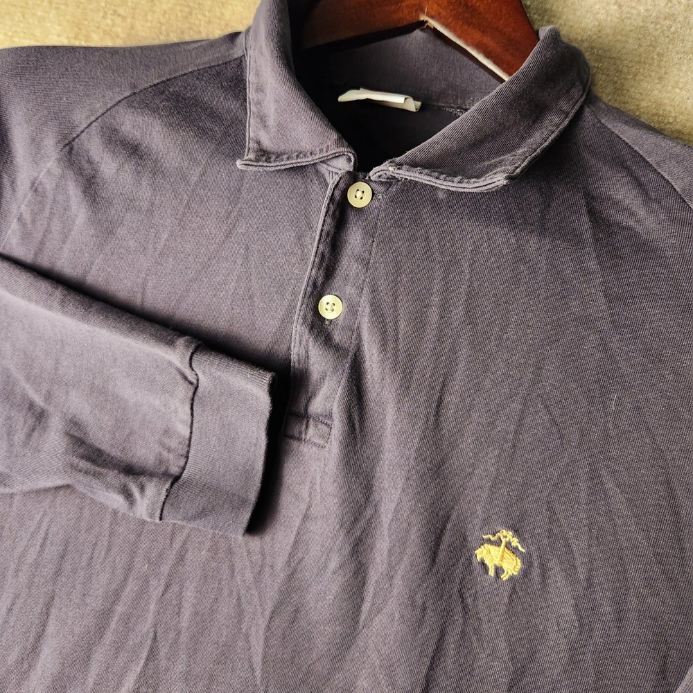 Brooks Brothers Polo Shirt Mens Large Navy Blue Long Sleeve Golden Fleece Logo
